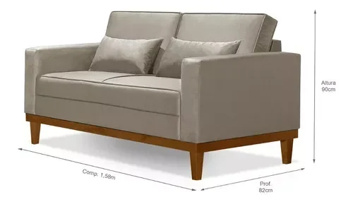 Ver imagem 4 de Sofá Living 3 e 2 Lugares Valência - 2,20/1,58mts + 02 Poltronas C/ Base Madeira de Reflorestamento 