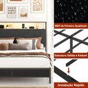 Ver imagem 5 de Cama de Casal com Cabeceira Multifuncional Led, Tomadas Usb e Compartimentos Laterais Preta