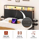 Ver imagem 7 de Cama de Casal com Cabeceira Multifuncional Led, Tomadas Usb e Compartimentos Laterais Preta