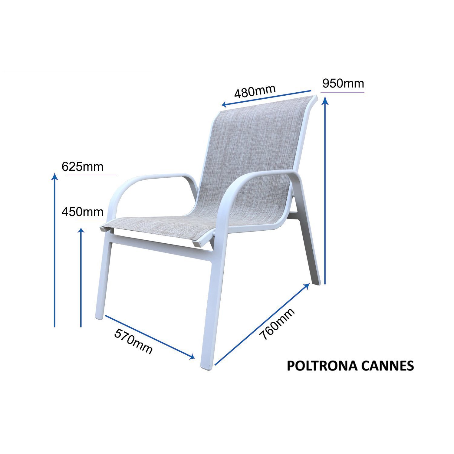 Cadeira em Alumínio para Jardim com Tela Cannes Portinaty - 3
