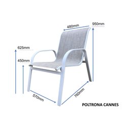 Poltrona Cannes para Jardim Alumínio com Tela  - 3