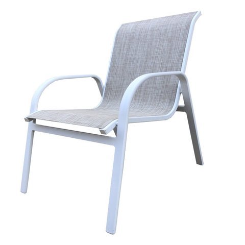 Poltrona Cannes para Jardim Alumínio com Tela Branco/Bege Mesclado