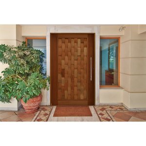 Kit Porta de Madeira Pivotante 210x120cm Batente 14cm Fechadura 803 Rolete Externa Hale Esquadrias 