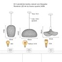 Ver imagem 4 de Kit 3 Pendentes Bambu Natural Composição com LED Luz Quente
