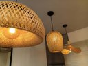 Ver imagem 3 de Kit 3 Pendentes Bambu Natural Composição com LED Luz Quente