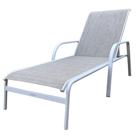 Espreguiçadeira Reclinável em Alumínio e Tela Sling Cannes Branco