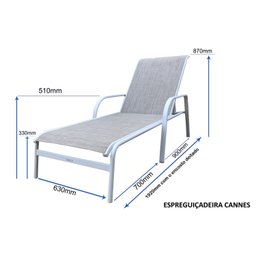Espreguiçadeira Reclinável em Alumínio e Tela Sling Cannes  - 5