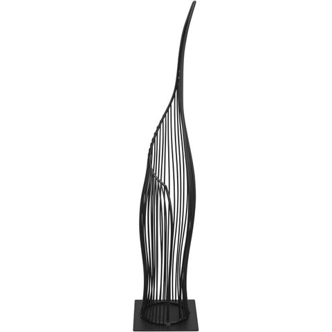 Vaso Decorativo de Metal Preto 65x17x17cm Enfeite Sala Mesa Estante Aparador