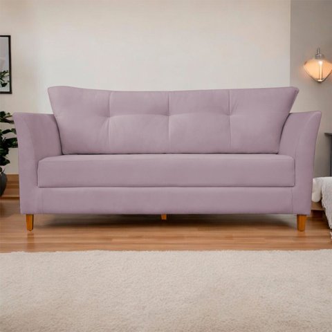 Sofá Isis 3 Lugares Pés de Madeira Encosto com Fibra Veludo - Estopar