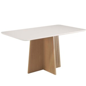 Mesa de Jantar Isa Retangular 160x90cm com Vidro – 100% Mdf, Tampo 18mm, Base com Detalhe Frizado