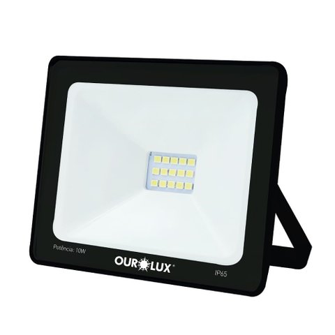Projetor Led Slim 50w Preto 3000k - Ourolux Refletor Led Slim 3000k 50w Preto Bivolt
