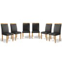 Ver imagem 1 de Kit com 6 Cadeiras Aurora Madeira Maciça Estofadas para Mesa de Jantar Courino Preto 503