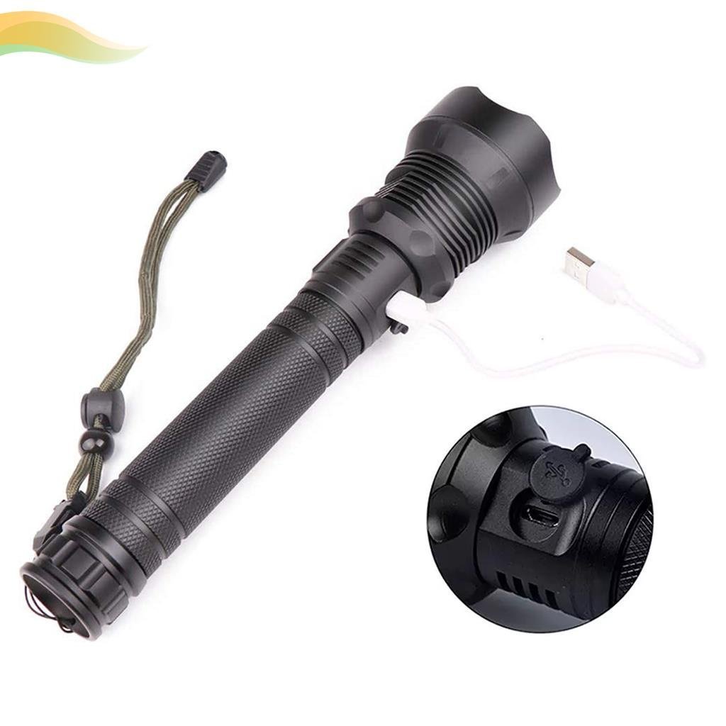 Lanterna Manual Recarregável LED P90 - Zoom Ajustável, Bateria Durável, Potência para Camping - 4