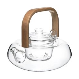 Chaleira Vidro Borossilicato c/ Alça Bambu 600 ml - Mimo Style 8093 - 1