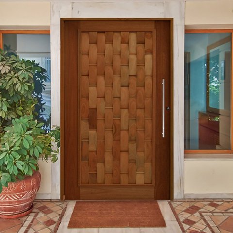 Kit Porta de Madeira Pivotante 210x102cm Batente 14cm Fechadura 803 Rolete Externa Hale Esquadrias