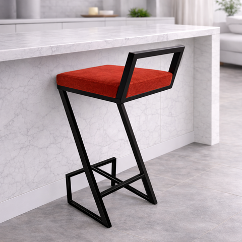 Banqueta Bistro para Cozinha Alta Helena Z para Area Laser Gourmet Churrasqueira Suede Vermelho