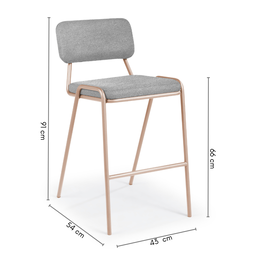Banqueta Ipê em Aço Carbono Dourado Cinza Nimbus - 2