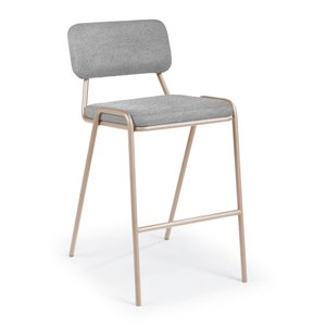 Banqueta Ipê em Aço Carbono Dourado Cinza Nimbus