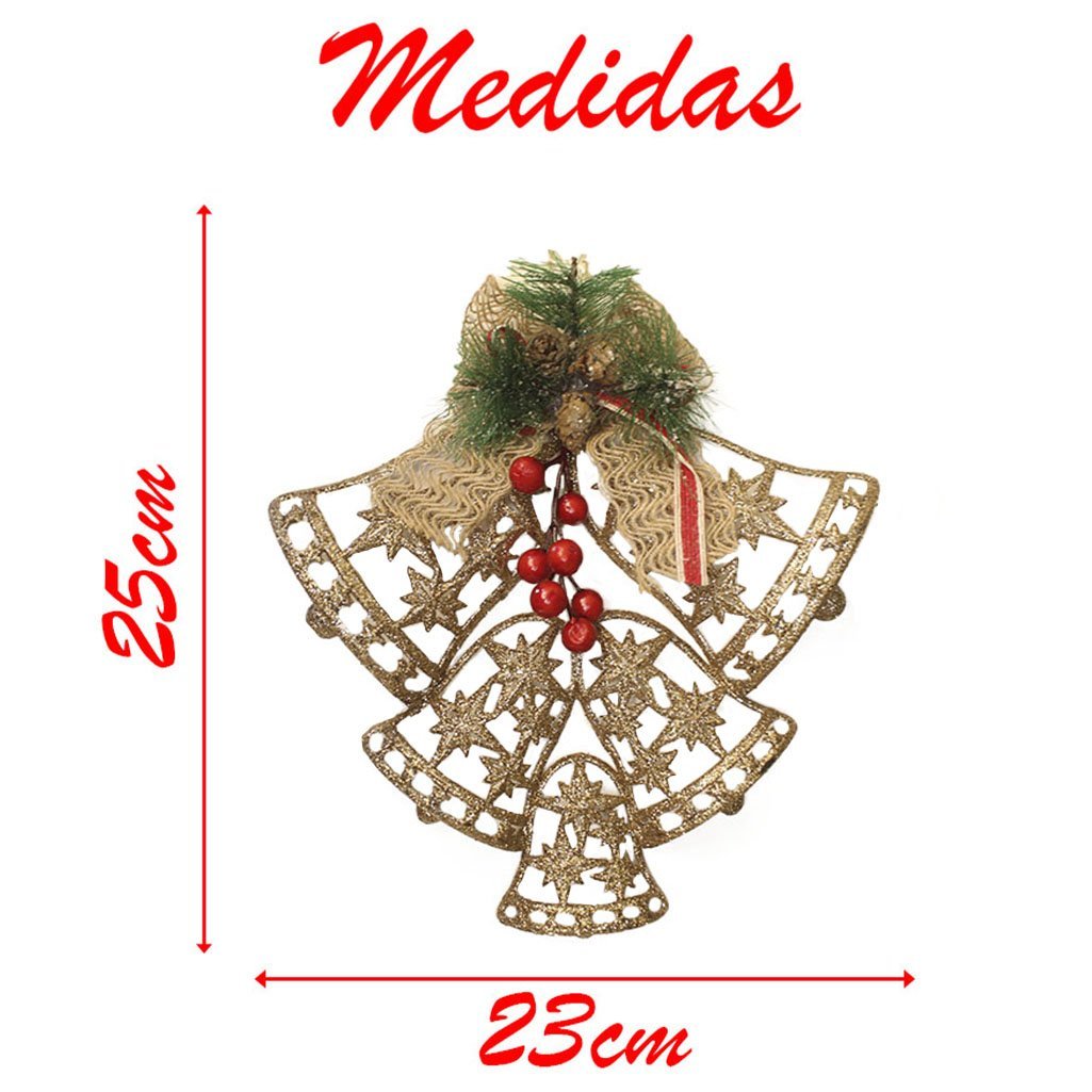 Enfeite Pendente Decoração Natalina Sino Vazado Dourado 25cm - 2