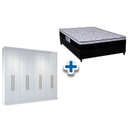 Ver imagem 1 de Cama Box Casal + Colchão Foggia Sogni + Guarda Roupa Master Vip 8.4 Branco