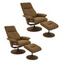 Ver imagem 1 de Kit 2 Poltronas de Massagem Reclinável e Giratória Arizona com Apoio de Pés Pu Caramelo G56 - Gran B