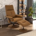 Ver imagem 3 de Kit 2 Poltronas de Massagem Reclinável e Giratória Arizona com Apoio de Pés Pu Caramelo G56 - Gran B