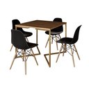 Ver imagem 6 de Mesa Jantar Industrial Quadrada 90Cm Amêndoa Base V Dourada C/4 Cadeiras Madeira Pret Cor: Amendoa