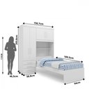 Ver imagem 4 de Guarda Roupa de Solteiro com Cama e Cabeceira Baú Turim Branco Batrol