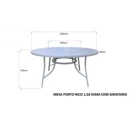 Mesa Redonda Alumínio 150cm com Giratória Central Porto Rico  - 4