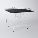 Ver imagem 3 de Mesa de Jantar Quadrada 90cm Preta com 4 Cadeiras Pretas Base Ferro Branco Cor: Preto