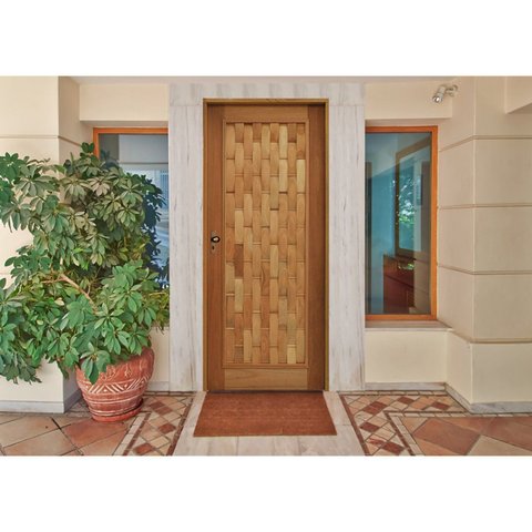 Kit Porta de Madeira 210x82cm Batente 14cm Fechadura Stilo Rodam Abertura Direita