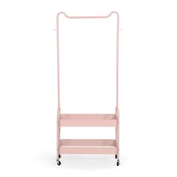 Arara de Roupas Multiuso com 2 Prateleiras e Rodízios em Ferro - Rosa - 4
