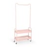 Arara de Roupas Multiuso com 2 Prateleiras e Rodízios em Ferro - Rosa - 1