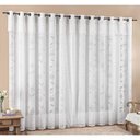 Ver imagem 1 de Cortina Luna 3,00m X 2,50m Branca Tecido Renda Floral Leve para Sala ou Quarto