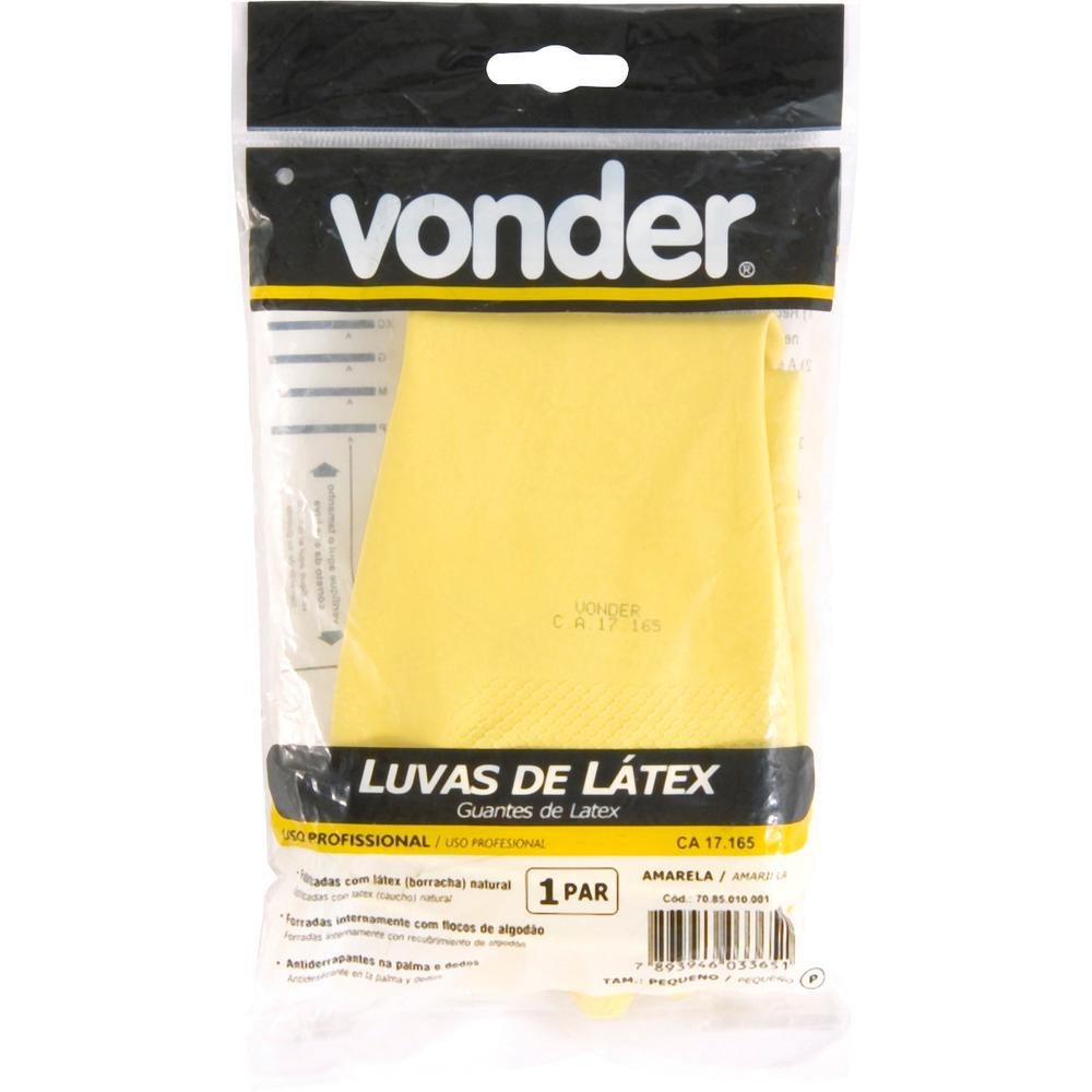 Luva látex g amarela com forro ca17165 - Vonder - 2