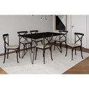 Ver imagem 1 de Mesa de Jantar Industrial com 6 Cadeiras Katrina Preto Trama Premium Preto 150 Cm
