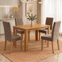 Ver imagem 1 de Conjunto Sala de Jantar Mesa Juliana 110cm Tampo MDP Canto Reto 4 Cadeiras Lily