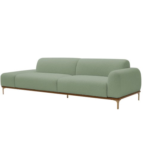 Sofá Living Unne 3 Lugares 210cm Terminal Direito Bouclé Verde Claro - Nexta Casa