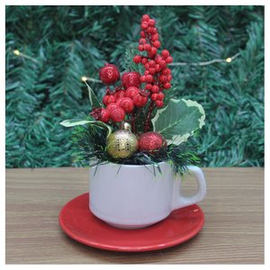 Xicara Vasinho De Natal Arranjo Decorativo Artesanal