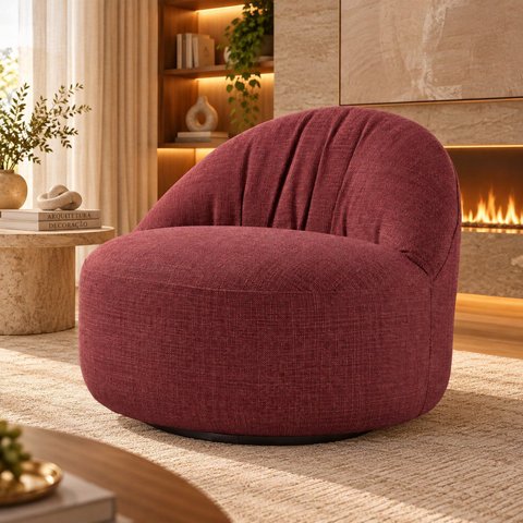 Poltrona Orgânica Base Fixa Estofada Design Moderno Luna Espresso Móveis