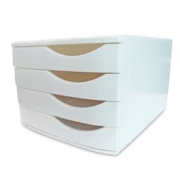 Gaveteiro Caixa Arquivo Organizador Escritório 4 Gavetas para Folhas Ofício A4 A5 Branco - 2