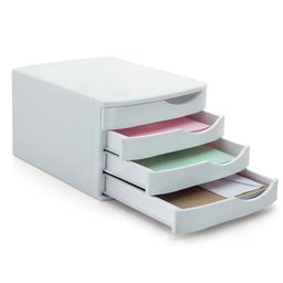 Gaveteiro Caixa Arquivo Organizador Escritório 4 Gavetas para Folhas Ofício A4 A5 Branco - 1