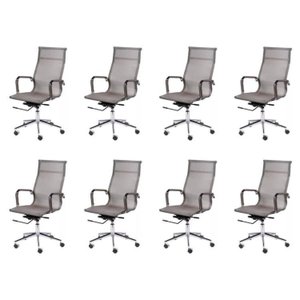 Kit 8 Cadeiras Para Escritorio Presidente Esteirinha Tela Mesh 3303