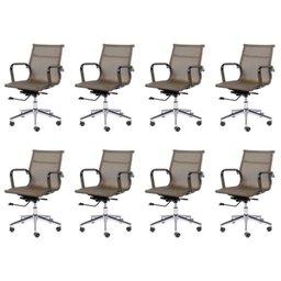 Kit 8 Cadeiras Para Escritorio Diretor Esteirinha Tela Mesh 3303 - 1