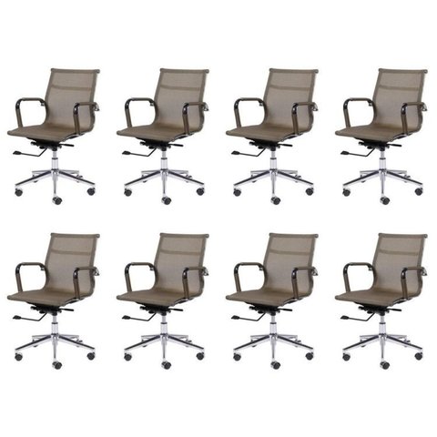 Kit 8 Cadeiras Para Escritorio Diretor Esteirinha Tela Mesh 3303