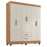 Guarda Roupa Casal Lite 6 Portas e 2 Gavetas Nature/off White - Móveis Leão - 1