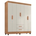 Ver imagem 1 de Guarda Roupa Casal Lite 6 Portas e 2 Gavetas Nature/off White - Móveis Leão