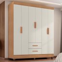 Ver imagem 2 de Guarda Roupa Casal Lite 6 Portas e 2 Gavetas Nature/off White - Móveis Leão