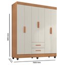 Ver imagem 4 de Guarda Roupa Casal Lite 6 Portas e 2 Gavetas Nature/off White - Móveis Leão