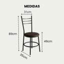 Ver imagem 3 de Cadeira para Mesa de Jantar Sala Cozinha Corino 2 Uni Estrutura Preta Nina:Marrom